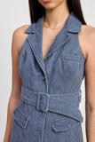 Emory Park Mini Halter Collared Sleeveless Mini Dress - Rosa Apparel
