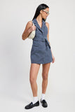 Emory Park Mini Halter Collared Sleeveless Mini Dress - Rosa Apparel