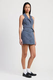 Emory Park Mini Halter Collared Sleeveless Mini Dress - Rosa Apparel