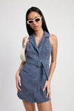 Emory Park Mini Halter Collared Sleeveless Mini Dress - Rosa Apparel