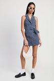 Emory Park Mini Halter Collared Sleeveless Mini Dress - Rosa Apparel