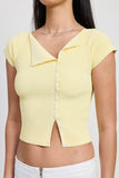 Emory Park Cap Sleeve Boat Neck Top With Button Detail - Rosa Apparel