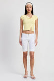 Emory Park Cap Sleeve Boat Neck Top With Button Detail - Rosa Apparel