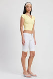 Emory Park Cap Sleeve Boat Neck Top With Button Detail - Rosa Apparel