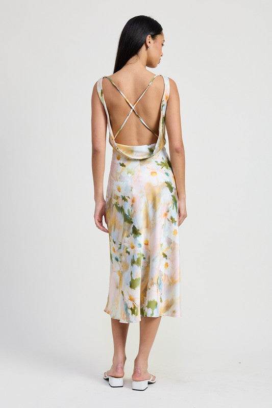 Emory Park Floral Cowl Neck Midi Dress - Rosa Apparel
