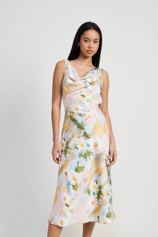 Emory Park Floral Cowl Neck Midi Dress - Rosa Apparel