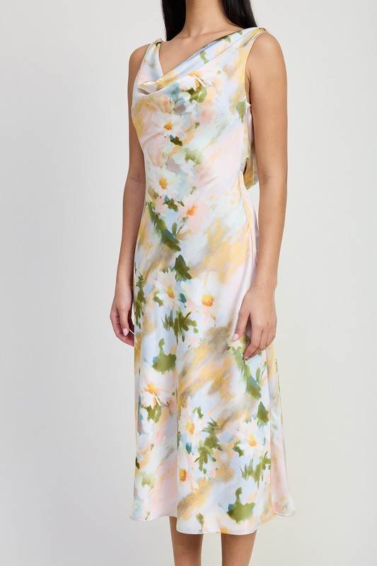 Emory Park Floral Cowl Neck Midi Dress - Rosa Apparel