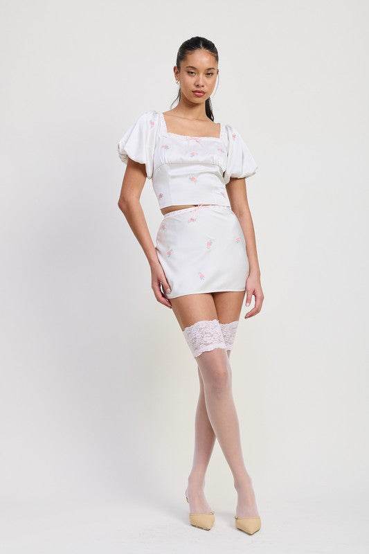 Emory Park Square Neck Bubble Cap Sleeve Top - Rosa Apparel