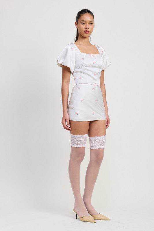 Emory Park Square Neck Bubble Cap Sleeve Top - Rosa Apparel