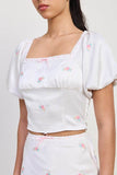 Emory Park Square Neck Bubble Cap Sleeve Top - Rosa Apparel