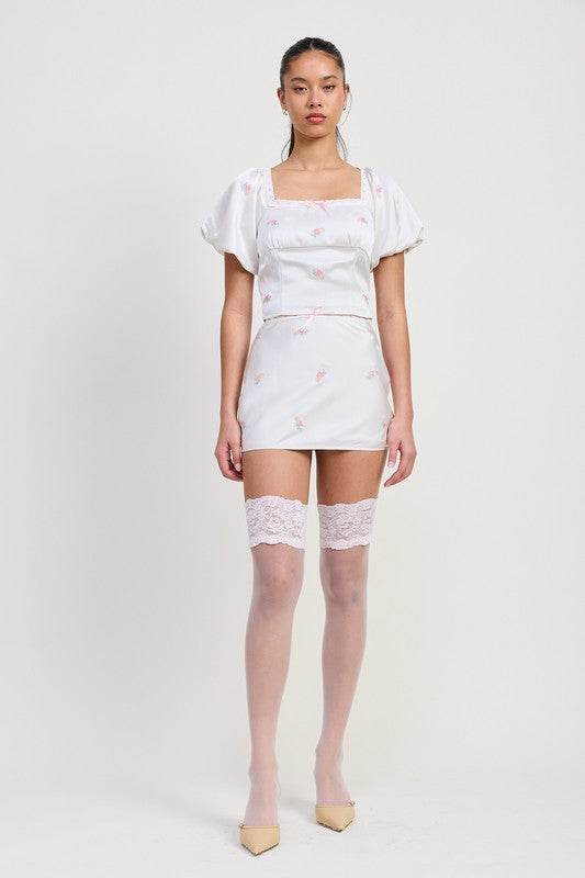 Emory Park Square Neck Bubble Cap Sleeve Top - Rosa Apparel