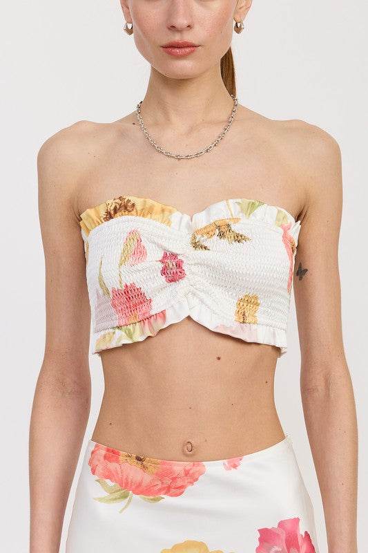 Smocked Crop Tube Top - Rosa Apparel