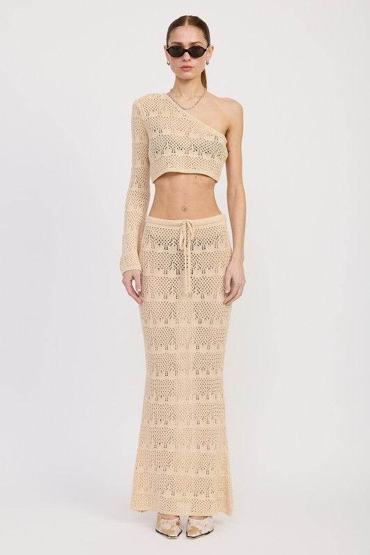 ONE SHOULDER CROCHET CROP TOP - Rosa Apparel