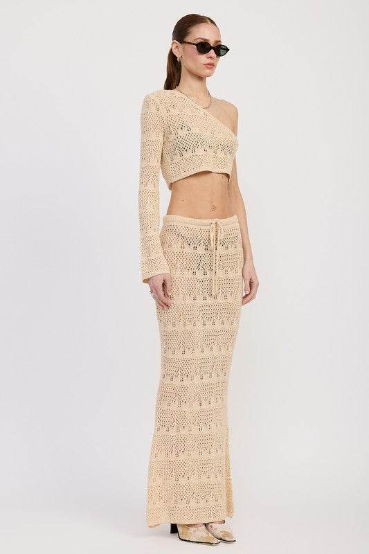 ONE SHOULDER CROCHET CROP TOP - Rosa Apparel