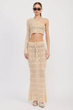 CROCHET MAXI SKIRT WITH WAIST DRAWSTRINGS - Rosa Apparel