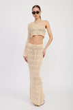 CROCHET MAXI SKIRT WITH WAIST DRAWSTRINGS - Rosa Apparel