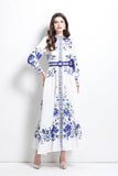 Women Fashion Floral Round Neck Maxi Dress By Claude - Rosa Apparel