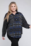 Davi & Dani Plus Printed Button Down Long Sleeve Jacket - Rosa Apparel