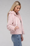 Ambiance Fluffy Zip-Up Teddy Sweater Hoodie - Rosa Apparel