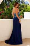 Juliet Glamorous Strapless Embroidered Sequin Slit Gown JT2496A - Rosa Apparel