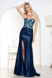 Juliet Glamorous Strapless Embroidered Sequin Slit Gown JT2496A - Rosa Apparel