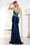 Juliet Glamorous Strapless Embroidered Sequin Slit Gown JT2496A - Rosa Apparel