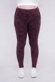 Zenana Plus Mineral Washed Wide Waistband Yoga Leggings - Rosa Apparel