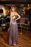Juliet Radiant Metallic Halter Neck A-Line Prom Dress JT2503A - Rosa Apparel