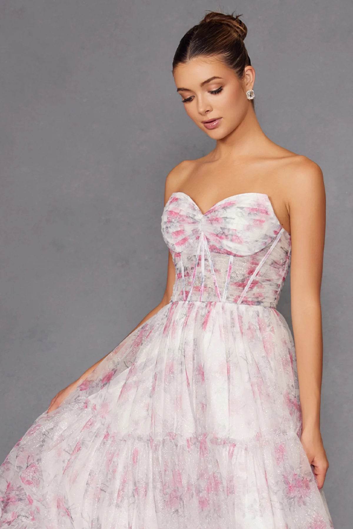 Juliet Print Strapless A-line Gown JT2507A - Rosa Apparel
