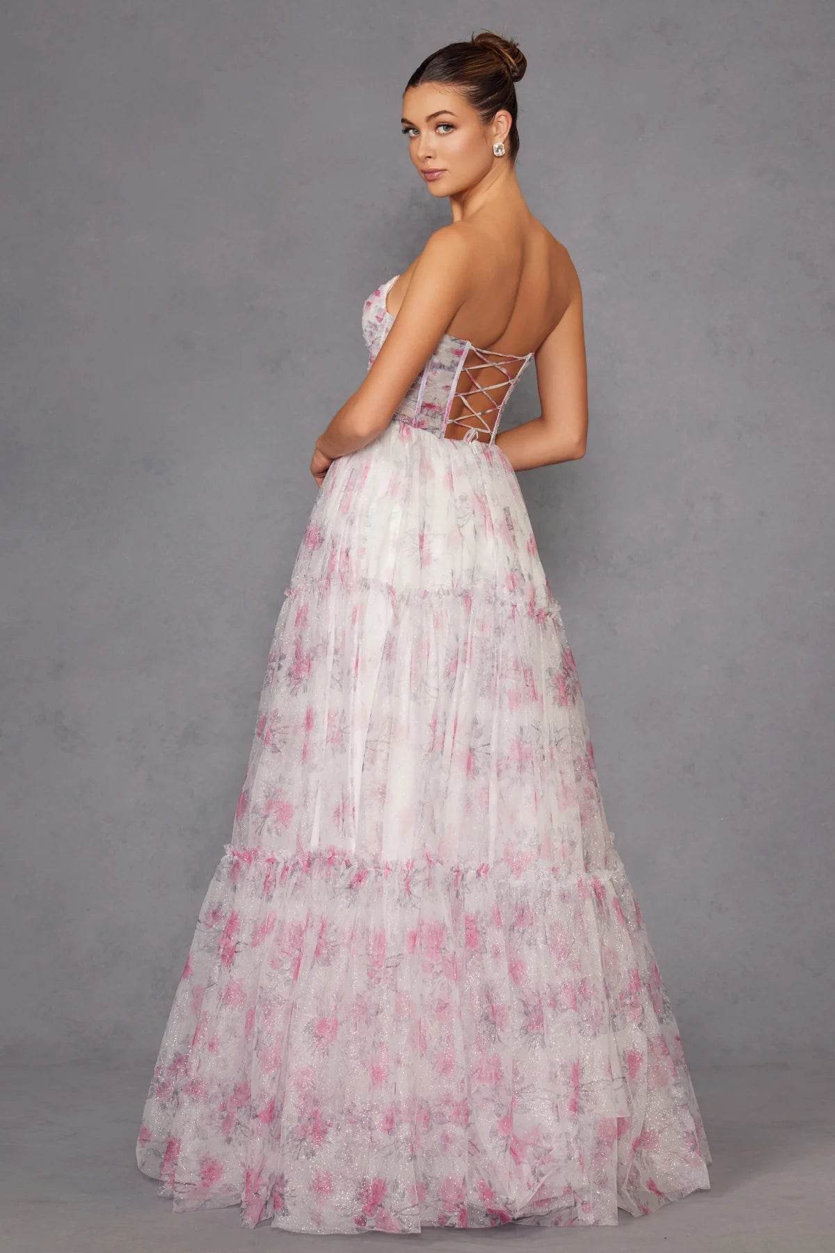 Juliet Print Strapless A-line Gown JT2507A - Rosa Apparel