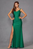 Juliet Fitted Long Cowl Neck Slit Dress JT2518I - Rosa Apparel