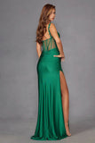 Juliet Fitted Long Cowl Neck Slit Dress JT2518I - Rosa Apparel