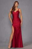 Juliet Fitted Long Cowl Neck Slit Dress JT2518I - Rosa Apparel
