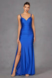 Juliet Fitted Long Cowl Neck Slit Dress JT2518I - Rosa Apparel