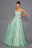 Juliet Glitter Print Strapless A-line Gown JT2547S - Rosa Apparel