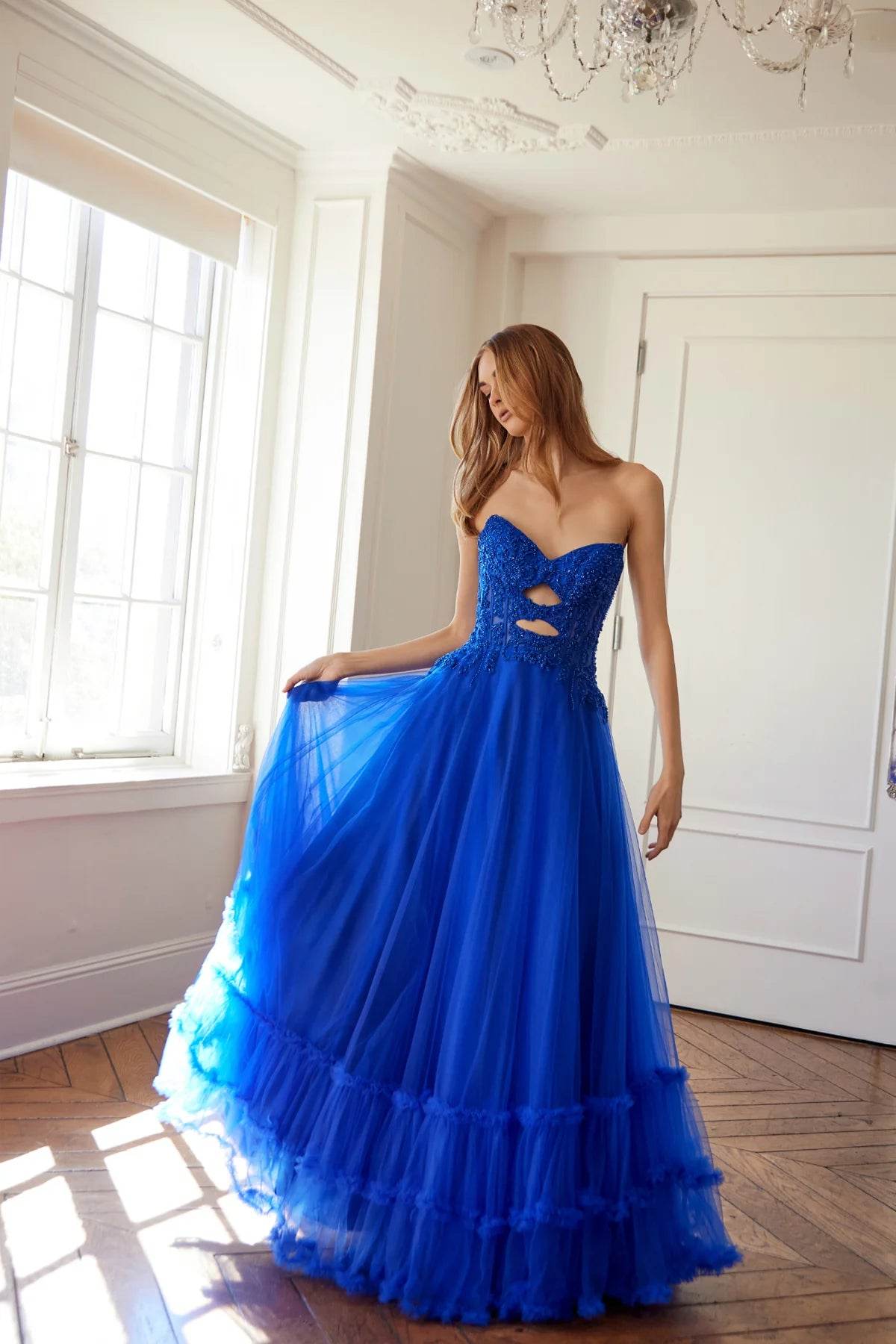 Juliet Strapless A-line Ruffled Gown JT2561S - Rosa Apparel