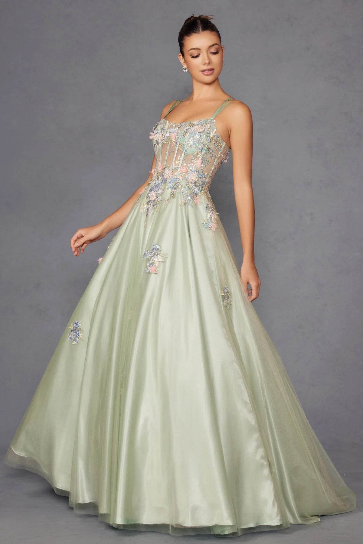 Juliet Applique Sleeveless A-line Gown JT2565U - Rosa Apparel