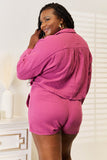 Basic Bae Buttoned Long Sleeve Top and Shorts Set - Rosa Apparel