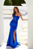 Juliet Strapless Sweetheart Neckline Bodice Fitted Sparkling Metallic Prom Dress JT2578H - Rosa Apparel