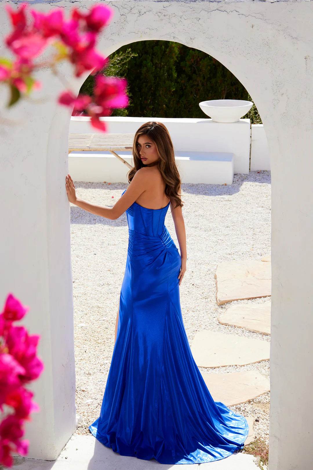 Juliet Strapless Sweetheart Neckline Bodice Fitted Sparkling Metallic Prom Dress JT2578H - Rosa Apparel