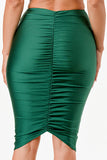 LA Scala Center Ruched Shiny Tricot Knee-Length Pencil Skirt 26033