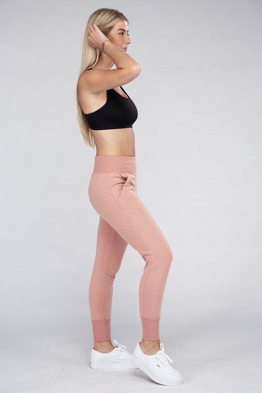 Ambiance Comfy Stretch Lounge Elastic Waist Sweat Pants - Rosa Apparel