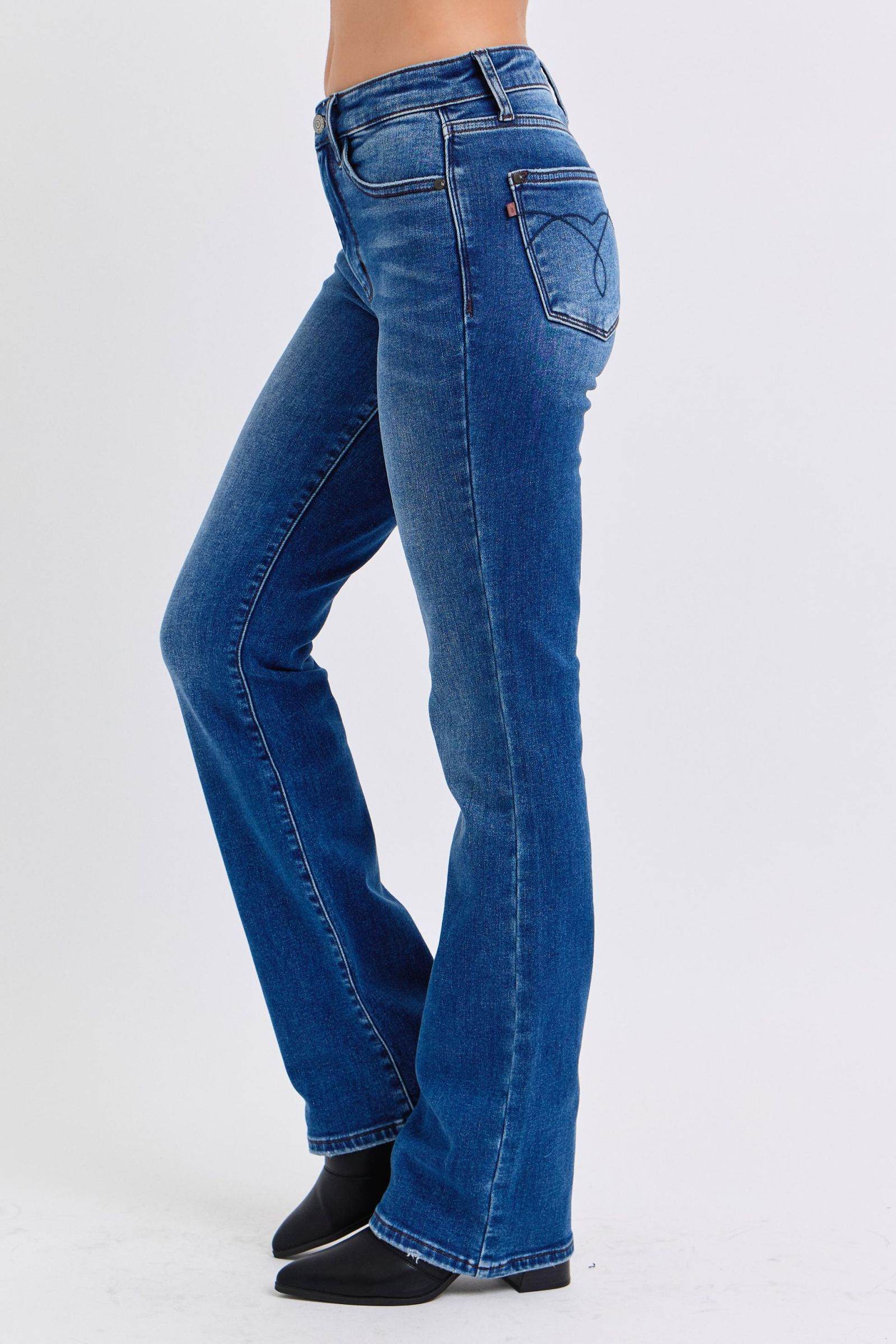 Judy Blue Full Size Run Mid-Rise Bootcut Jeans with Thermal Lining - Rosa Apparel