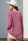 Double Take Full Size Notched Thumbhole Long Sleeve T-Shirt - Rosa Apparel