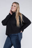 Ambiance Plus Drop Shoulder Long Sleeve Mock Neckline Sweater - Rosa Apparel