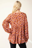 Celeste Full Size Floral V-Neck Balloon Sleeve Blouse - Rosa Apparel