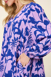 Double Take Full Size Printed Ruffle Hem Long Sleeve Midi Dress - Rosa Apparel