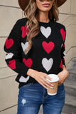 Angel Wings Heart Round Neck Long Sleeve Sweater - Rosa Apparel