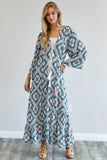 Davi & Dani Printed Long Sleeve Loose Kimono - Rosa Apparel