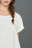 Umgee Full Size Seam Detail Linen Ruffle Fringe Edge Top Plus Size - Rosa Apparel